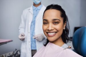 Woman at her teeth whitening consultation