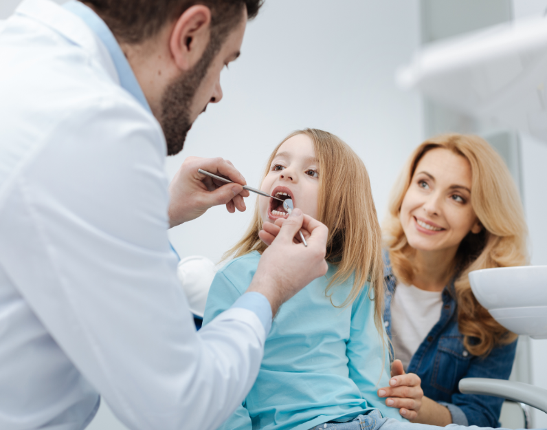 Family at dentist